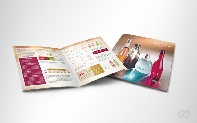 Diseño y diagramación de catálogo para productos de perfumería de la marca Natura Cosméticos.