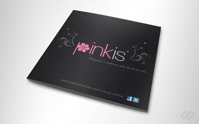 Diseño de catálogo de Medias para la marca Pinkis.